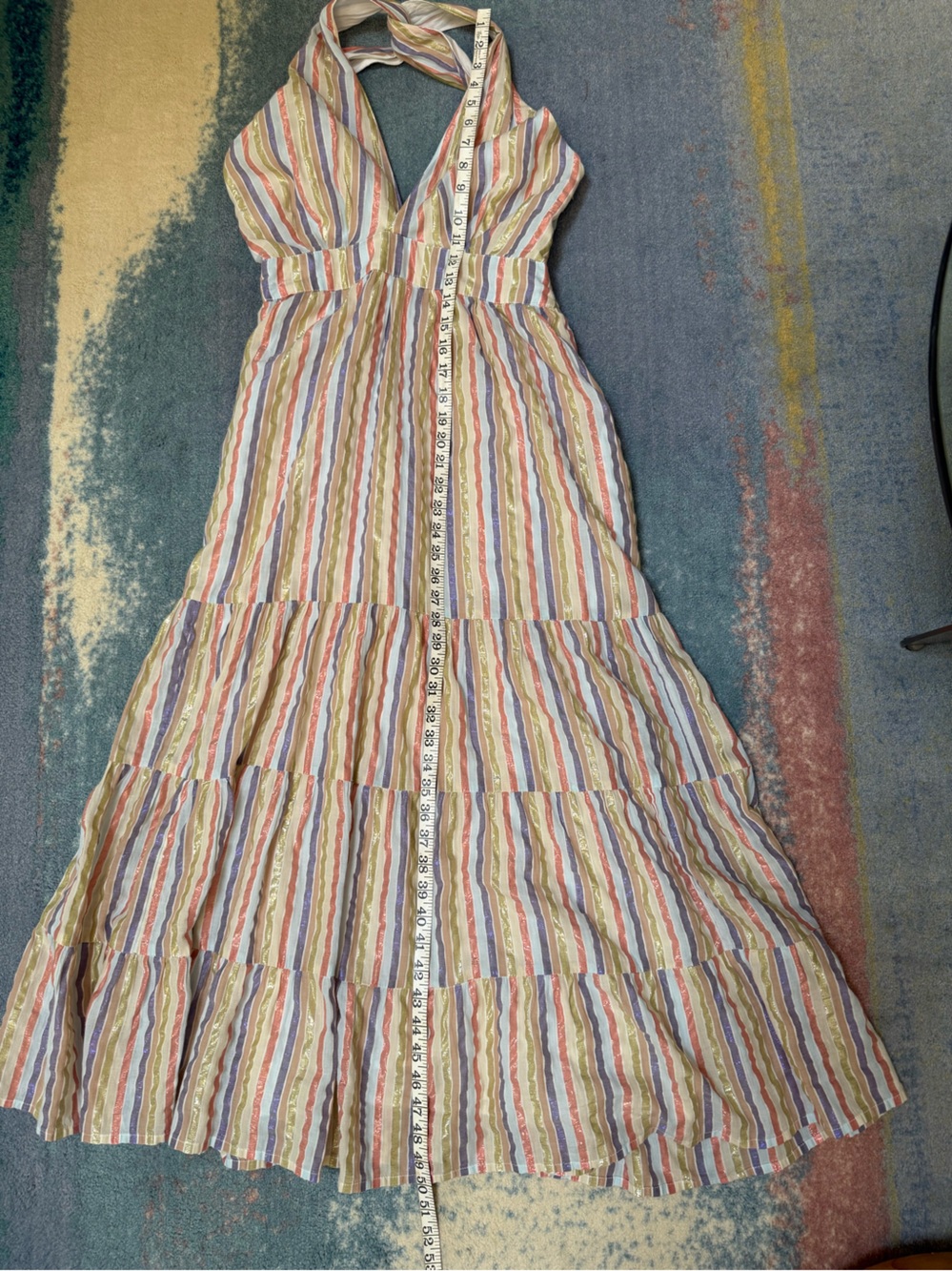 Boden Striped V-Neck Sleeveless Maxi Dress - Pastel Multi Colors - Picture 7 of 16